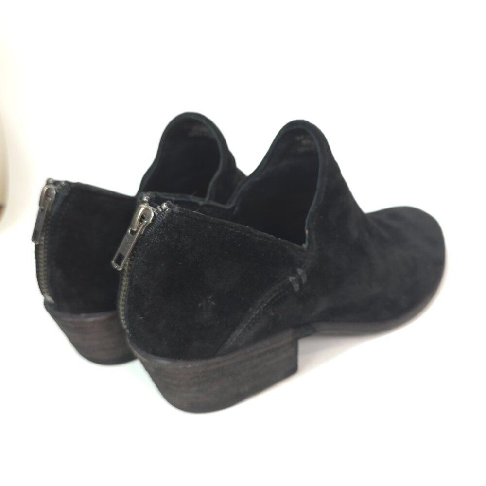 Frye Kenzie Black Suede Low Heel Ankle Booties Women’s Size 9M Stylish Classic - Picture 11 of 12